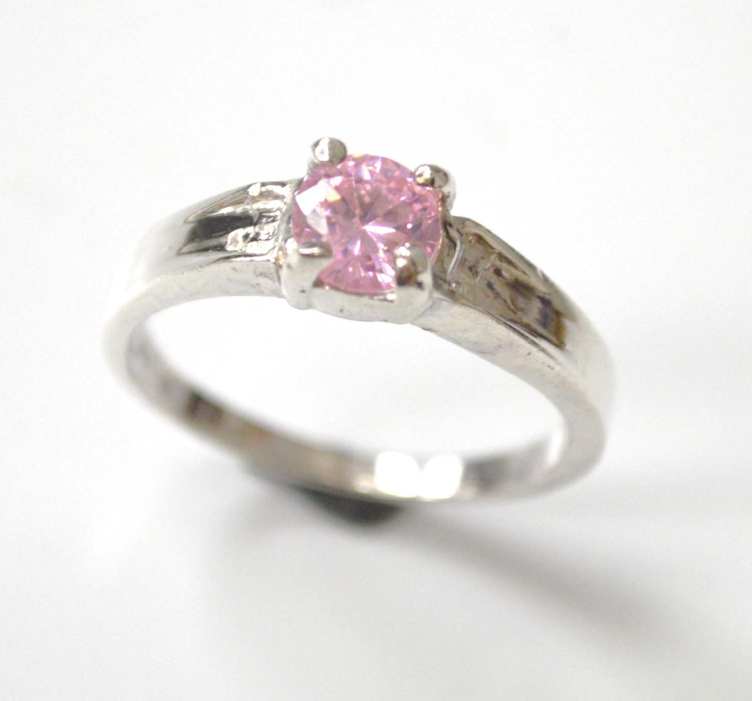 CZ Stone Ring Sterling Silver 51-2072 Pink