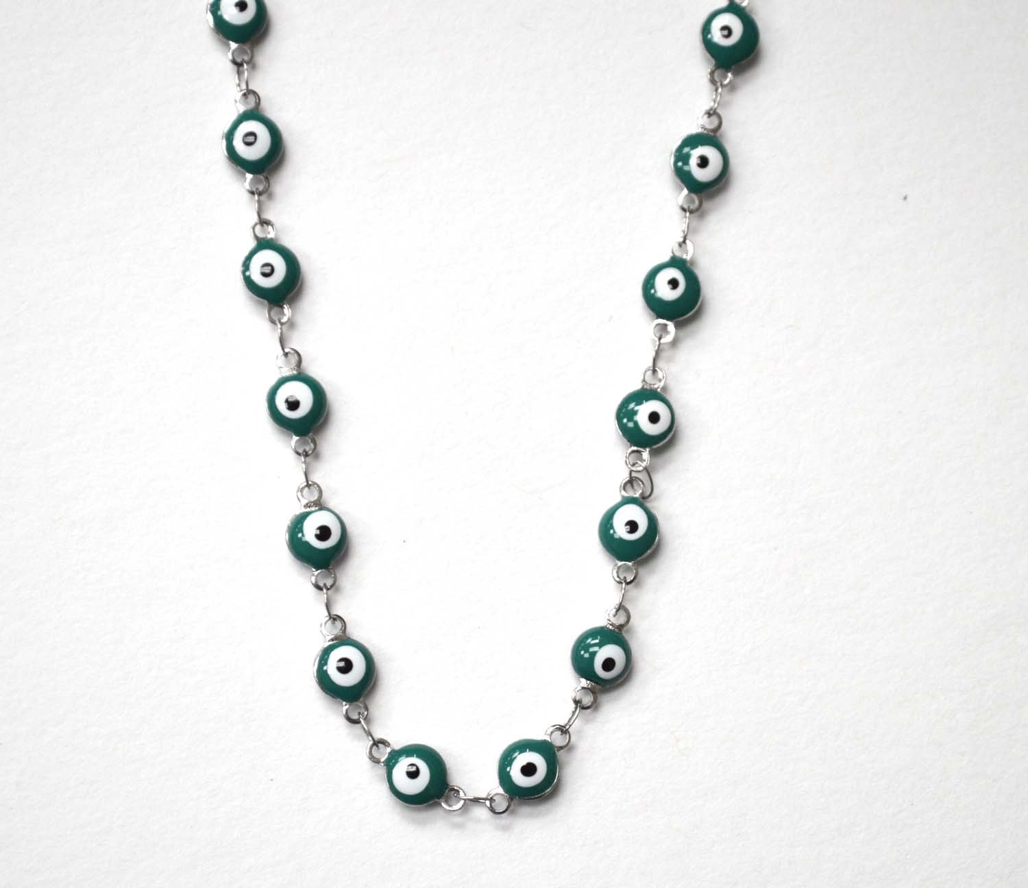 Eye Stainless Steel Necklace 85-1815S-Green