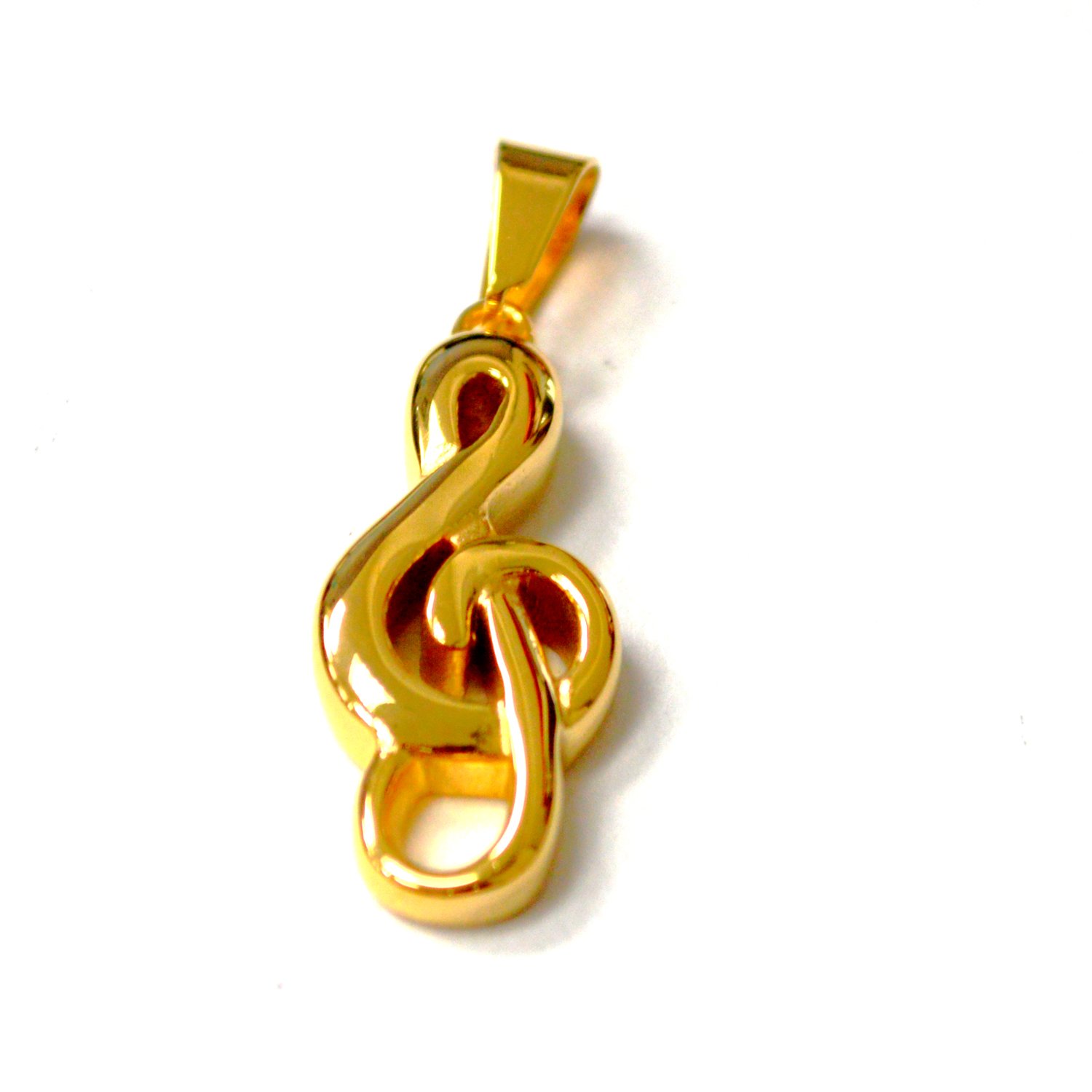 G Clef Musical Note Gold IP Plated Pendant 86-3070G