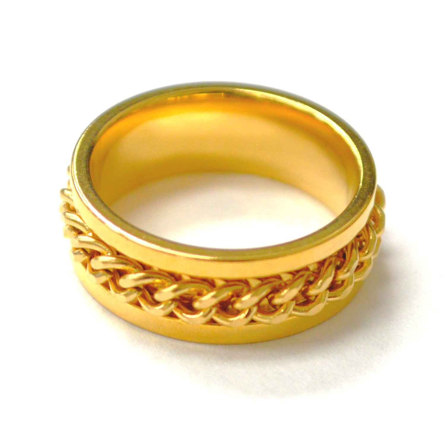 Curb Link Gold Plated Spinner Ring 81-371G