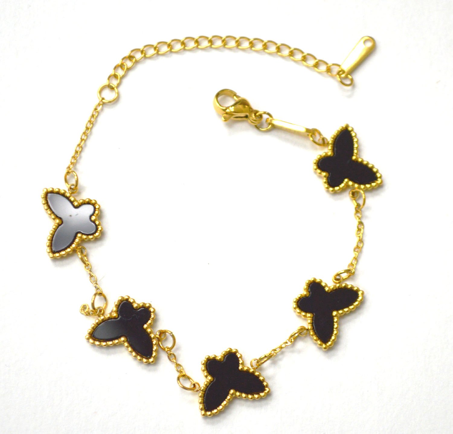 Butterfly Gold Plated Bracelet 84-1884G-Black