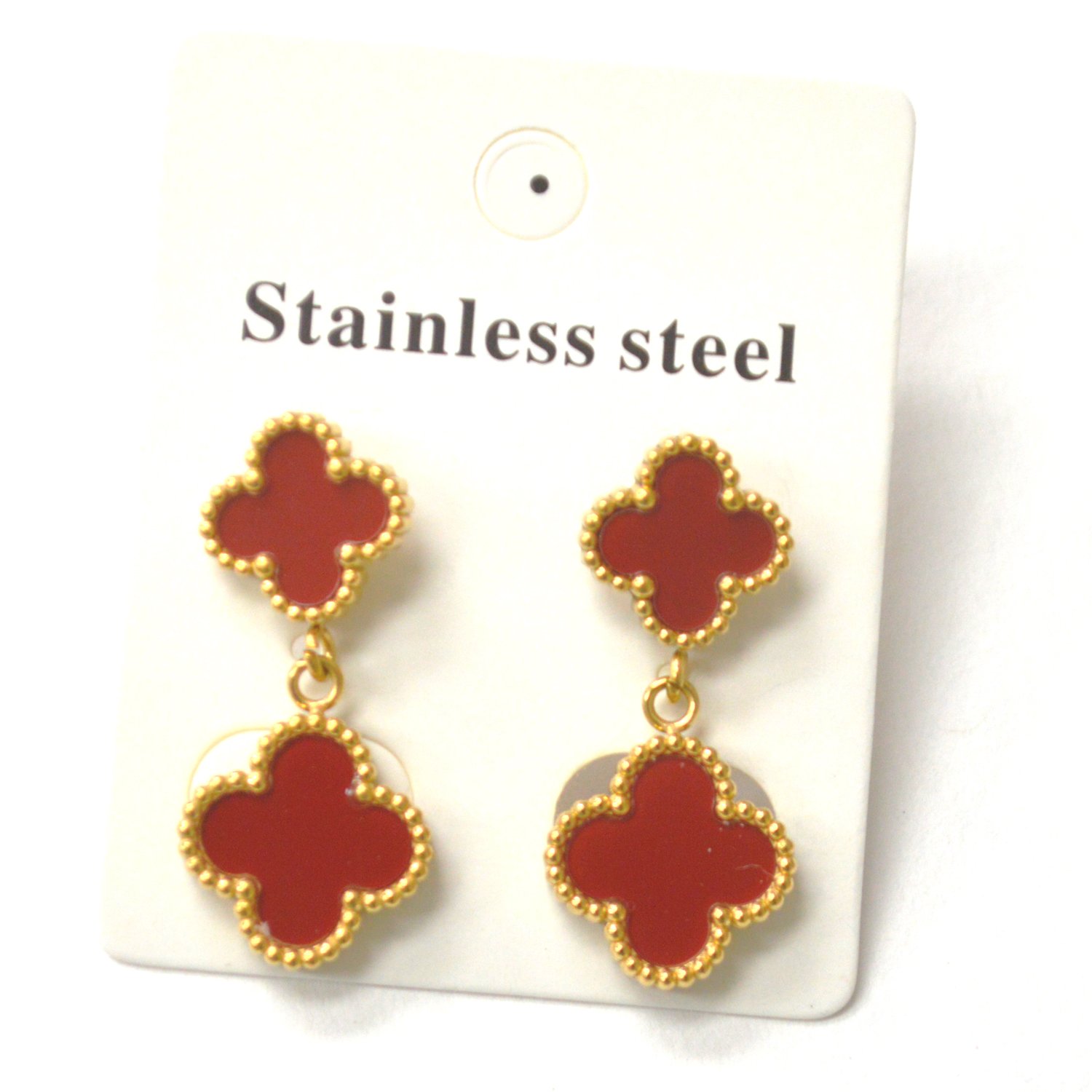 Designers Inspired Gold Plated Earrings 83-965G Red