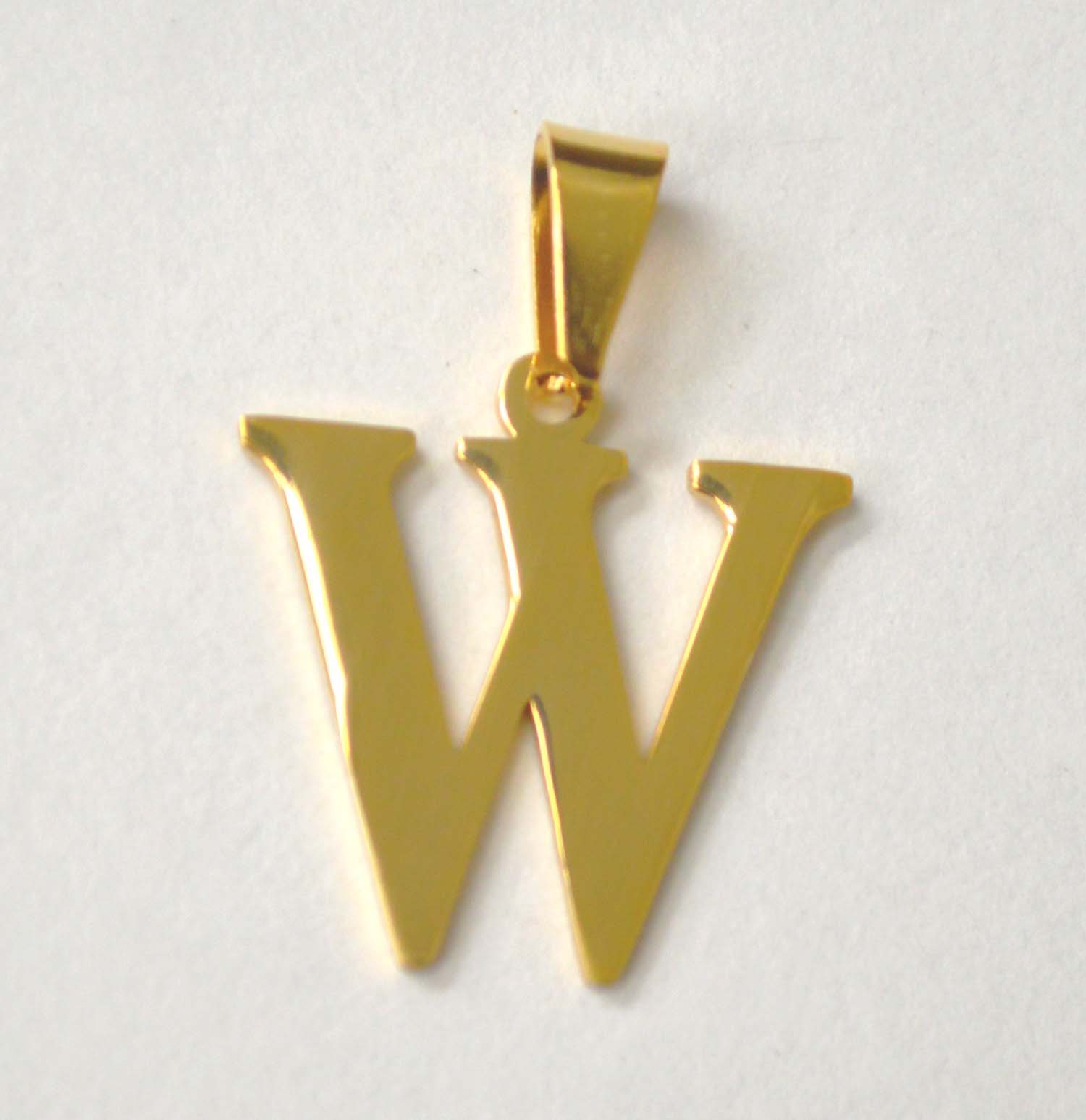 W Initial Gold IP Plated Pendant 86-278G-W