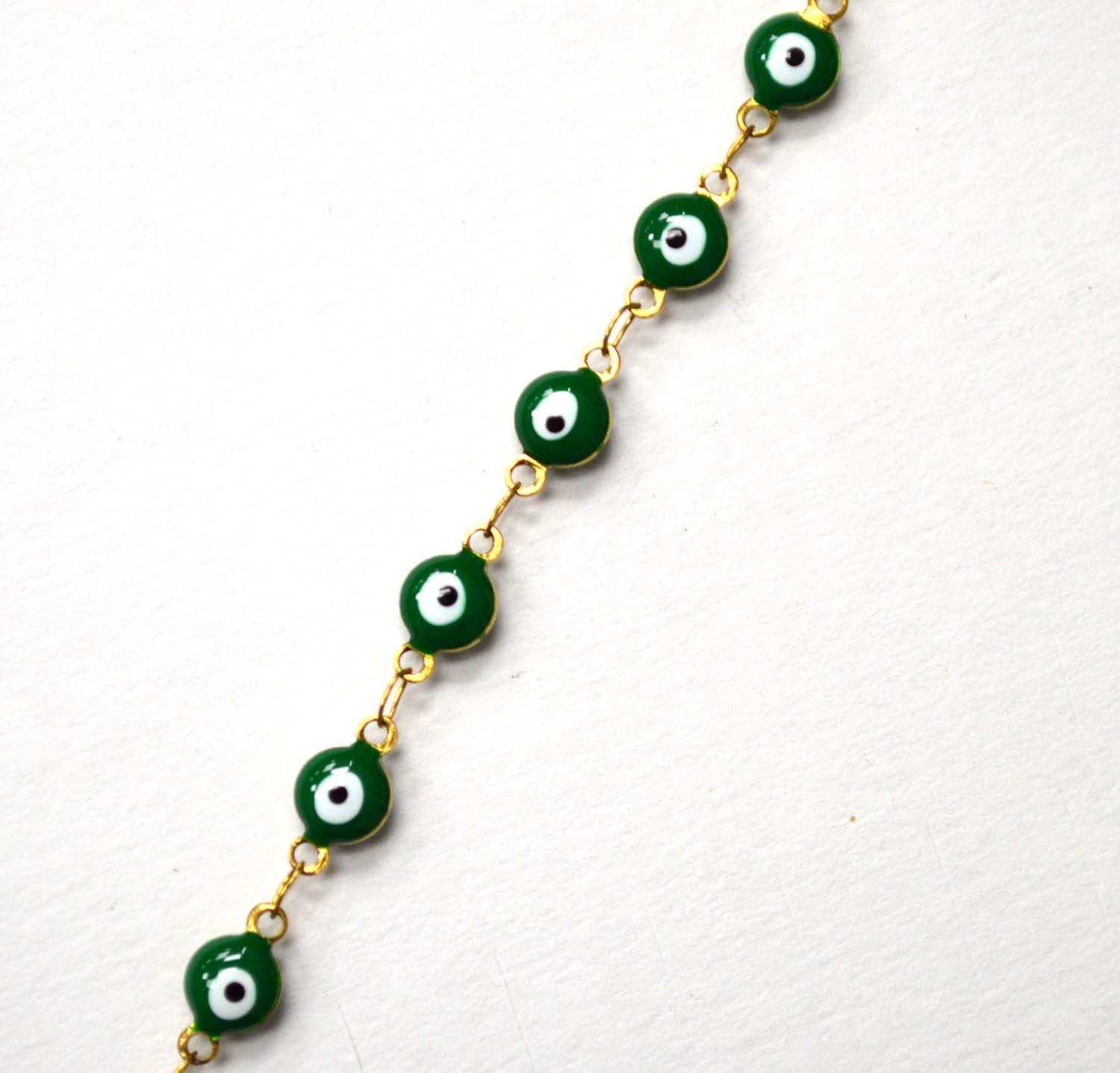 Eye Gold IP Plated Bracelet 84-1815G  Green (3pcs/pkg)