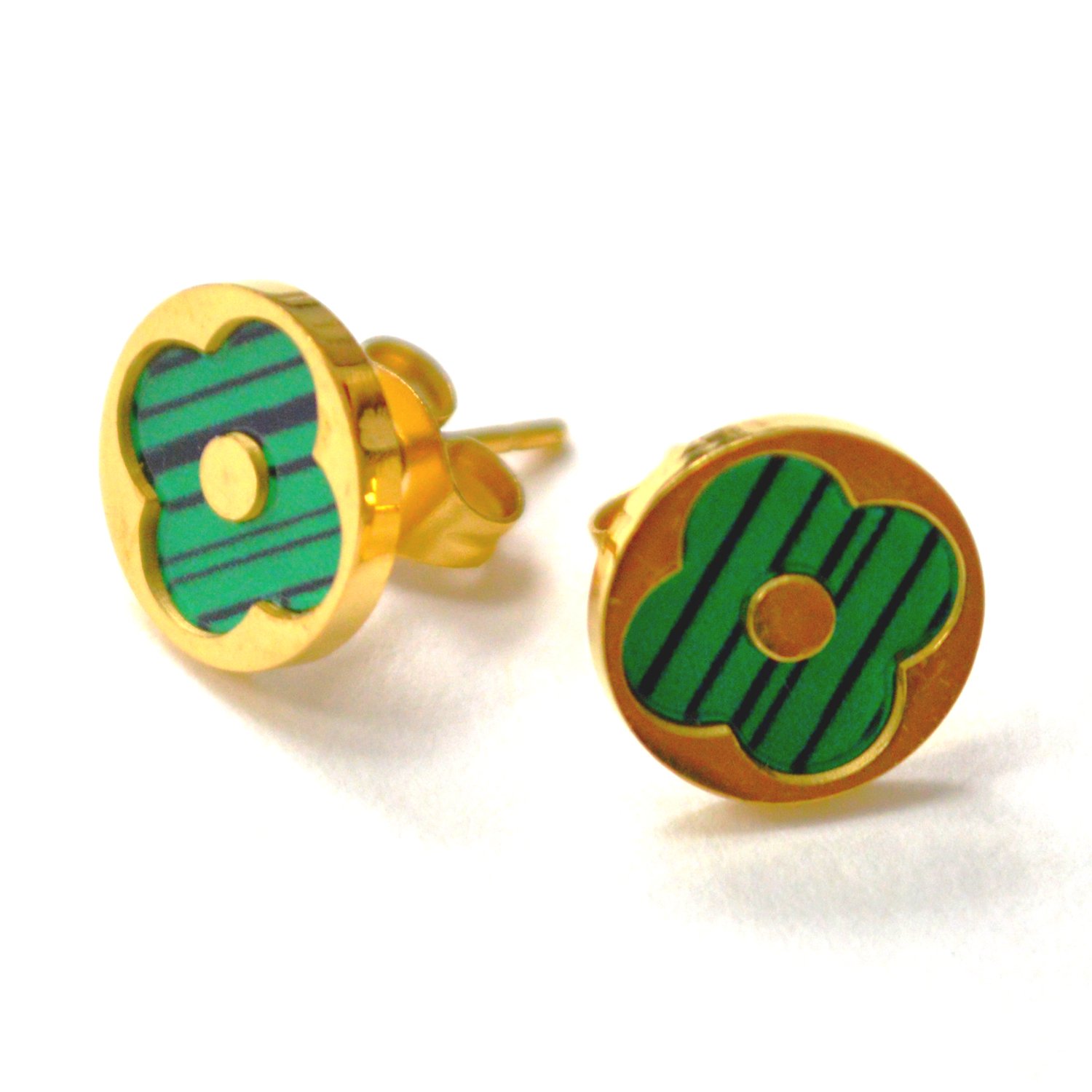 Designers Inspired Gold Plated Earrings 83-947G Green