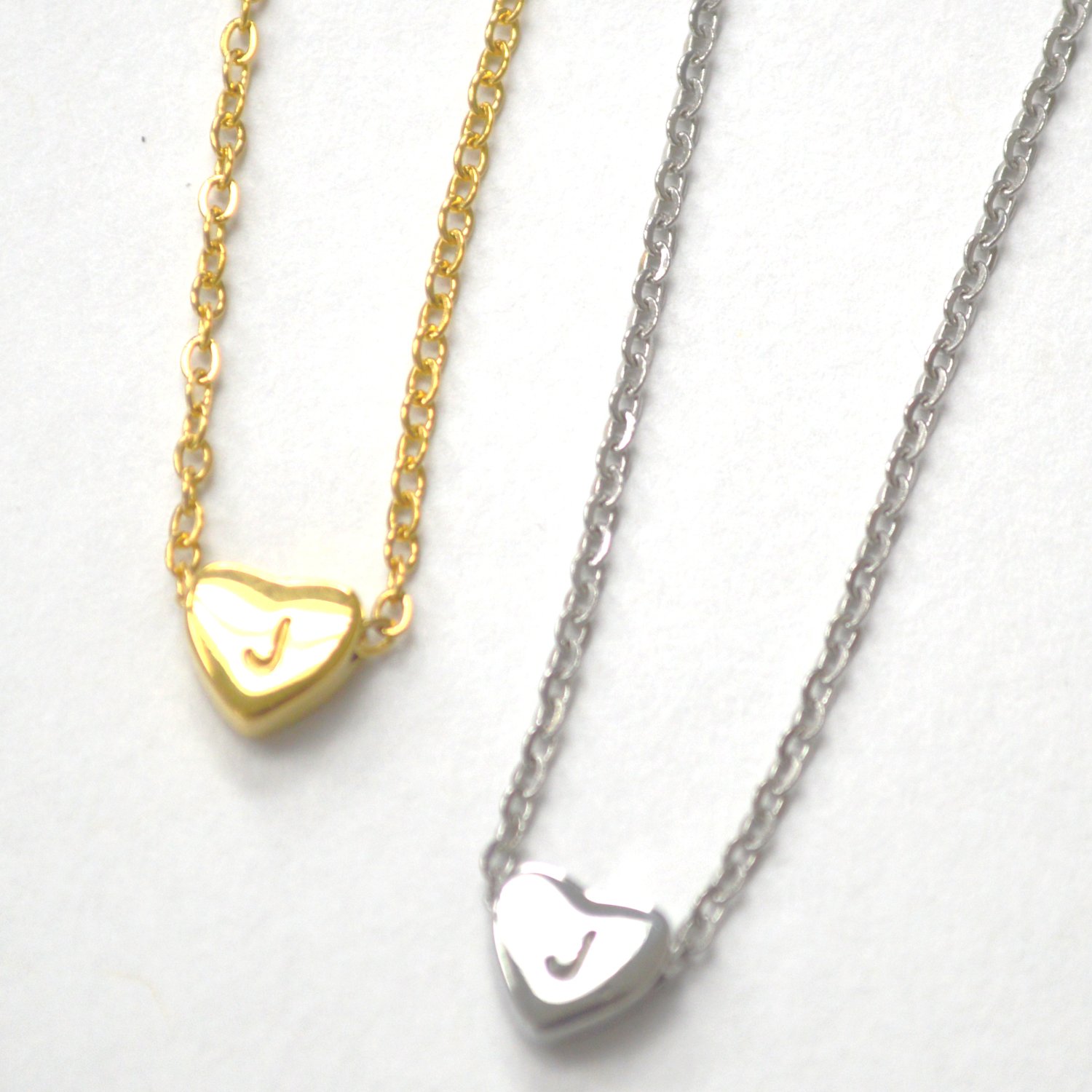 J Heart Initial Stainless Steel Necklace 85-1028-J