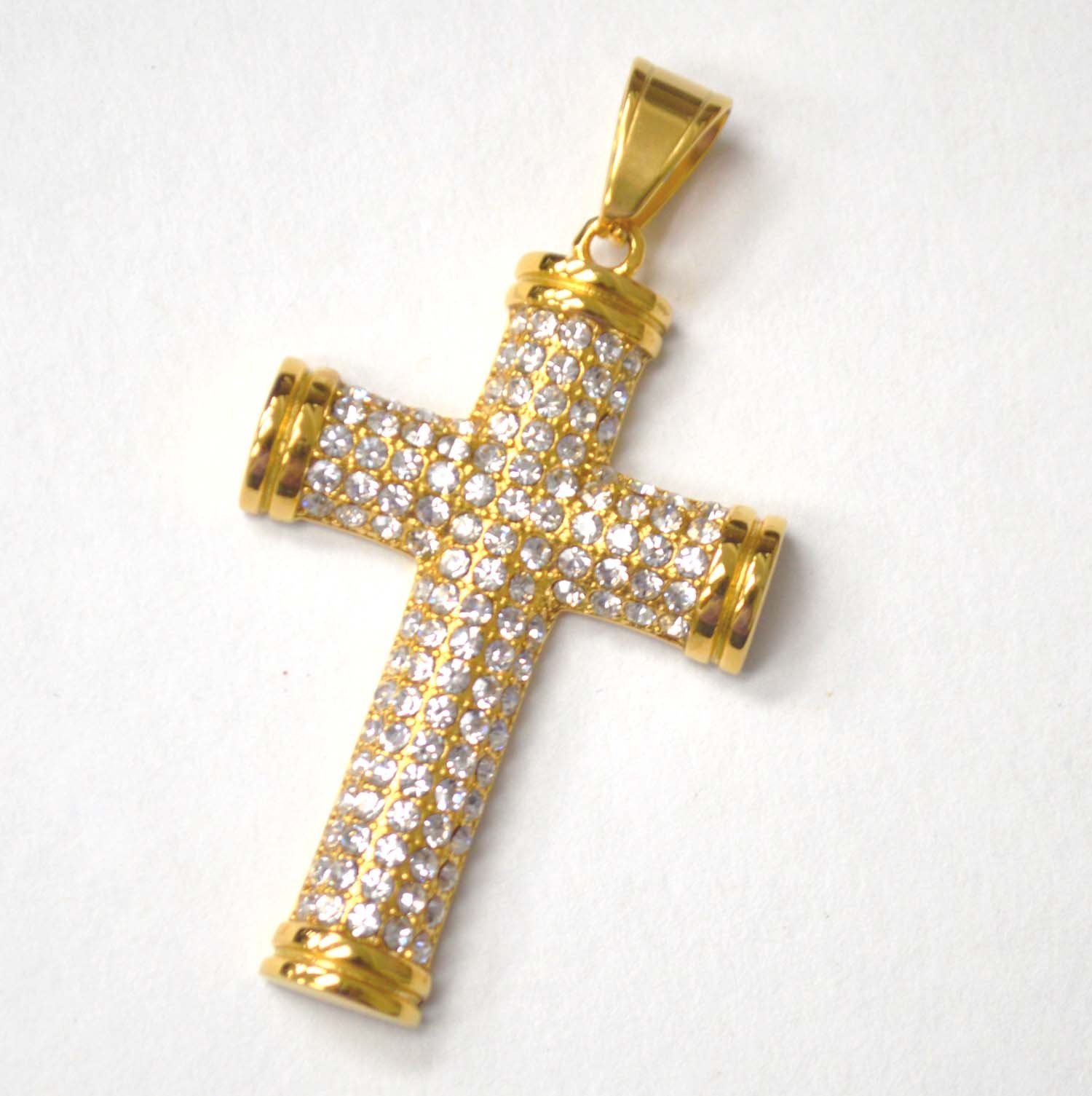 Cross with Stones Gold Plated Pendant 86-2603G