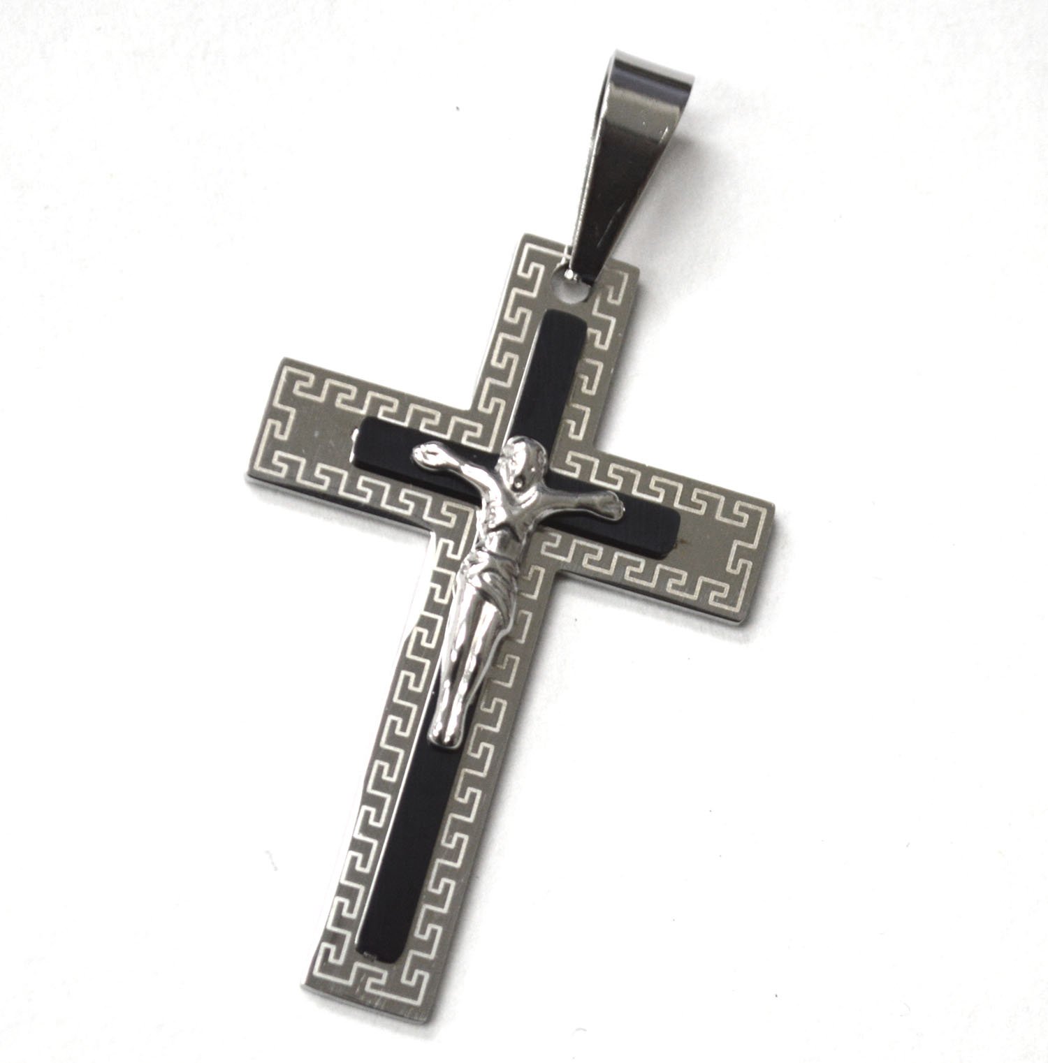 Crucifix Cross 2 Tone Black Plated Pendant 86-2293-2TB