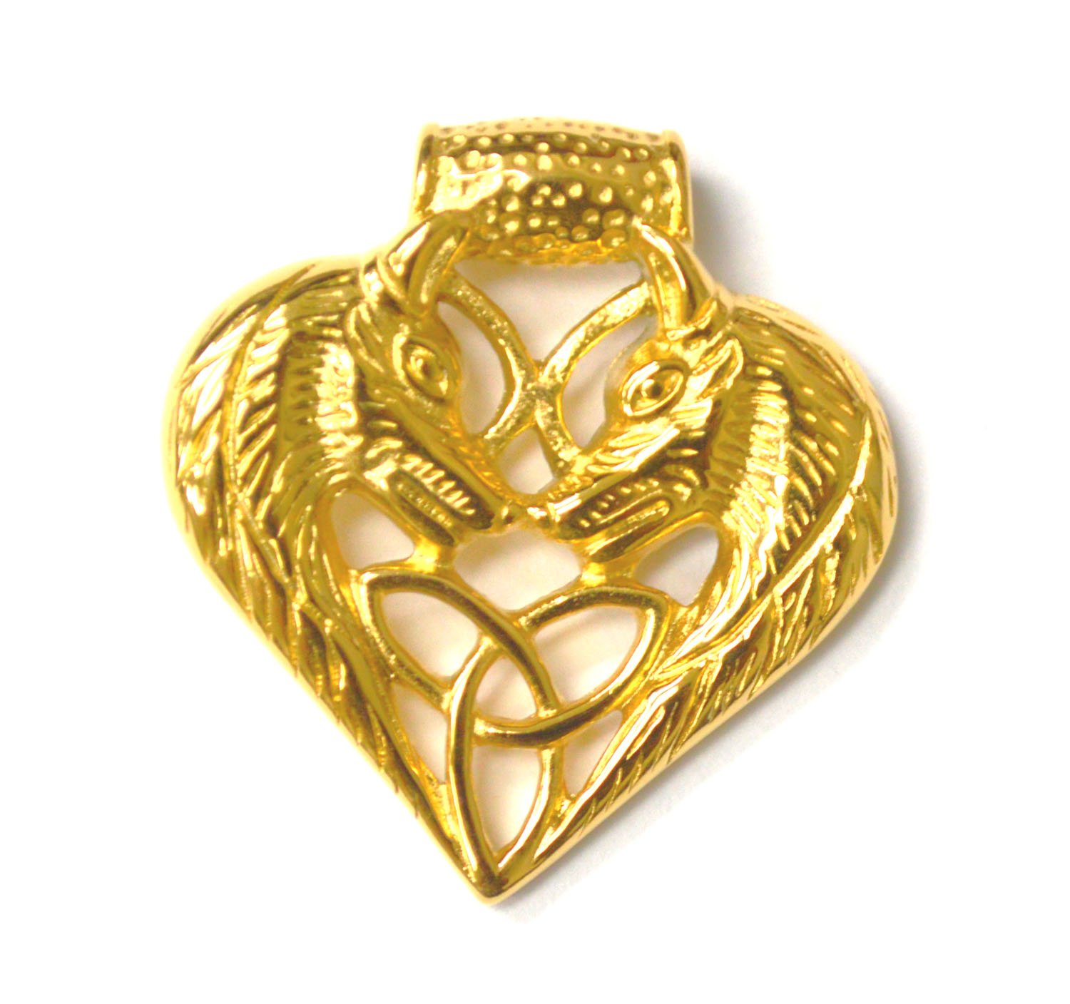 Twin Wolf Gold Plated Pendant 86-2309G