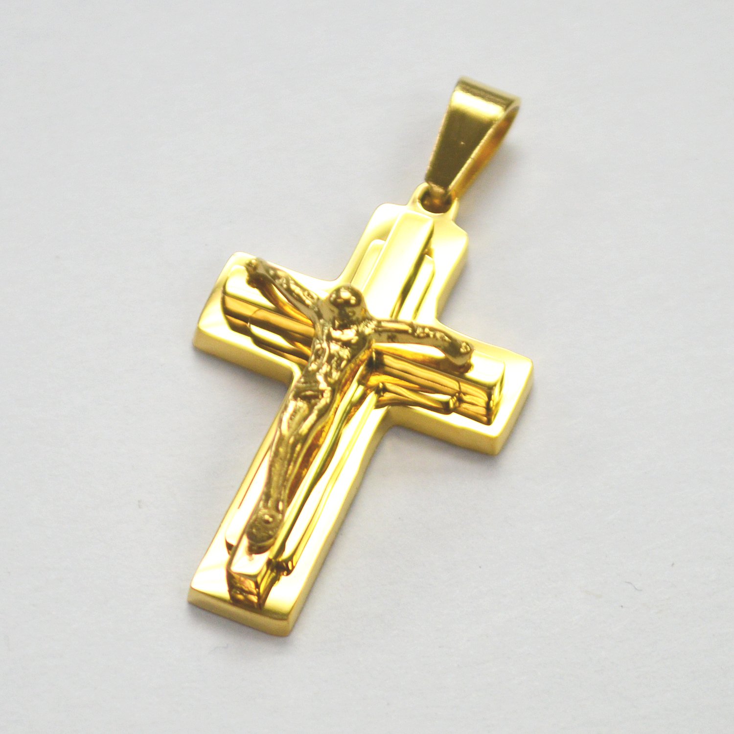 Crucifix Cross Gold IP Plated Pendant 86-2252G