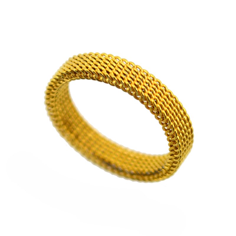 GOLD IP PLATE MESH RING (4mm) 81-1155G