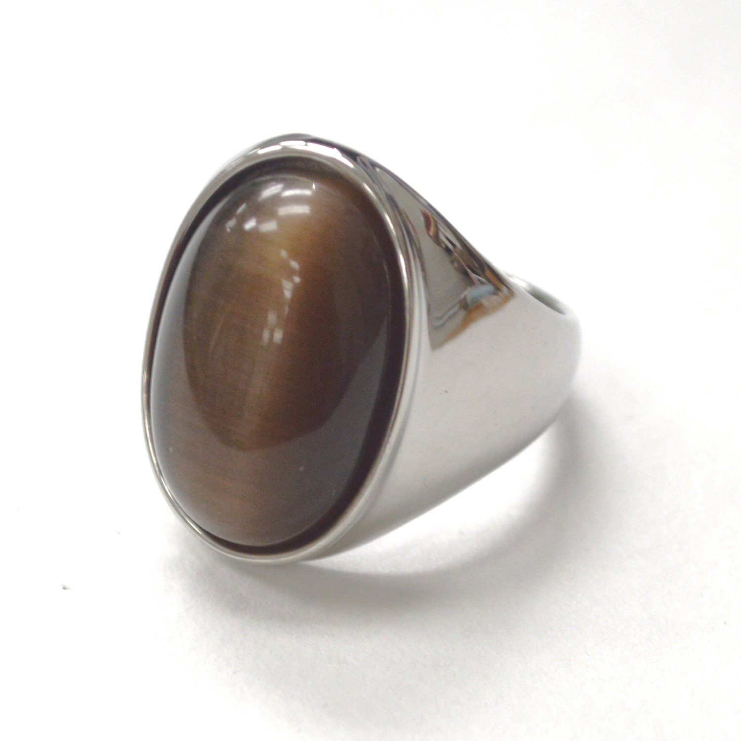 Tiger Eye Stone Stainless Steel Ring 81-1717