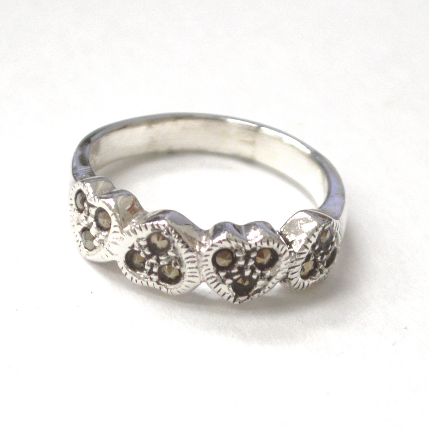 Heart Marcasite Stone Sterling Silver 51-3127