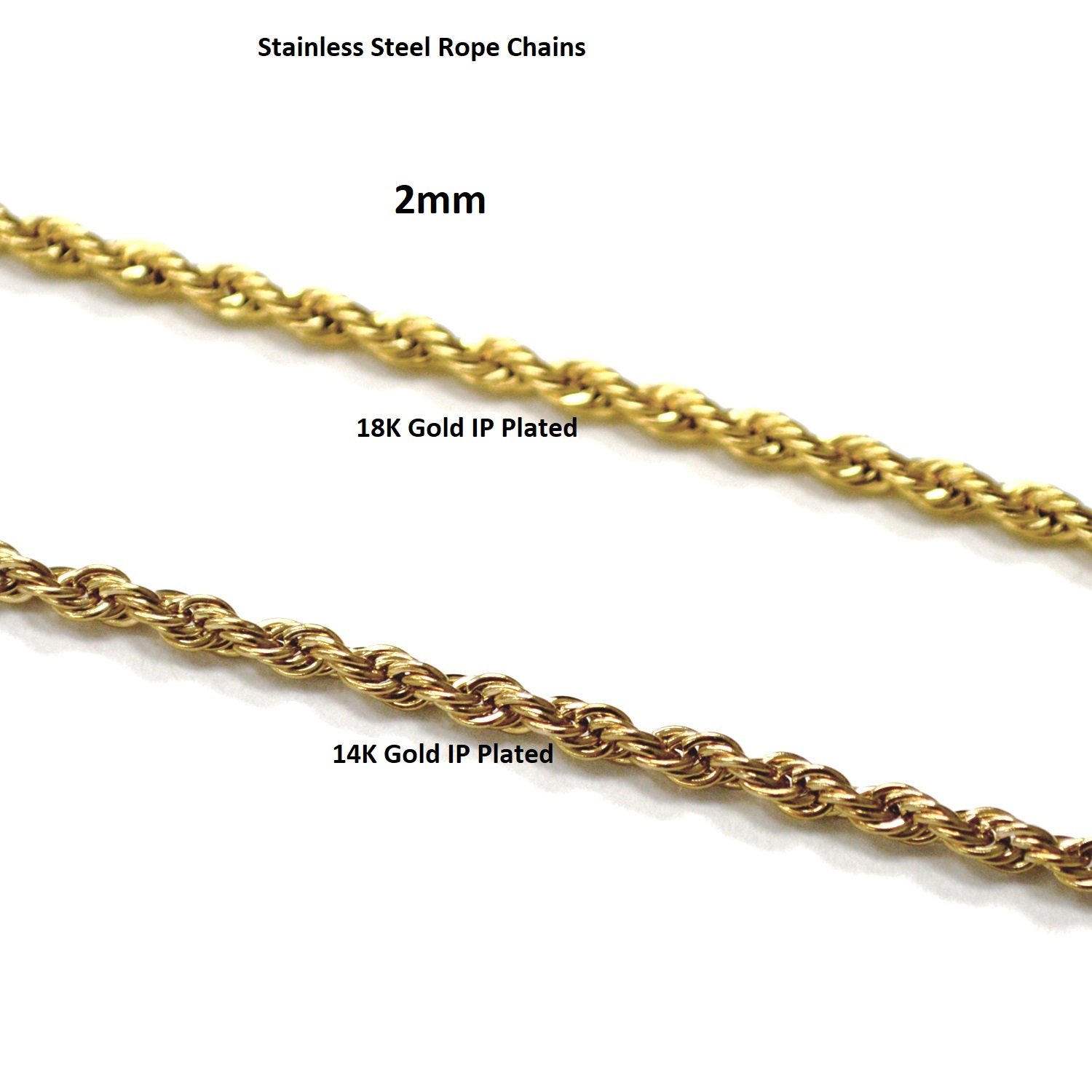 Closed Out - 2mm 14K Gold Plated Rope Chain 85-143G-14K-2(10pcs/pkg
