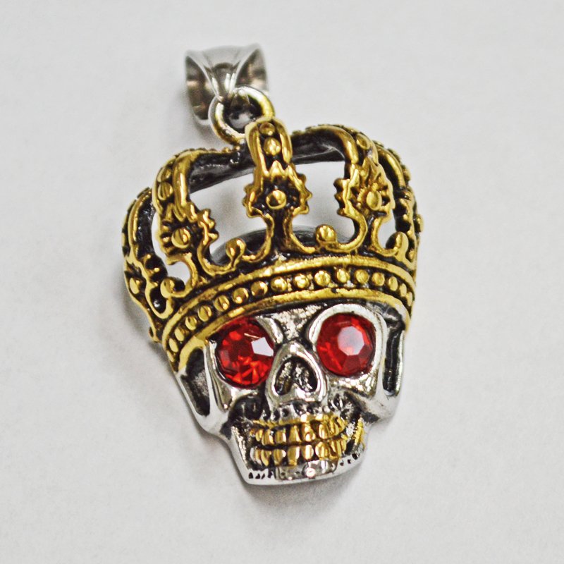 Crown Skull with Red Eye Pendant