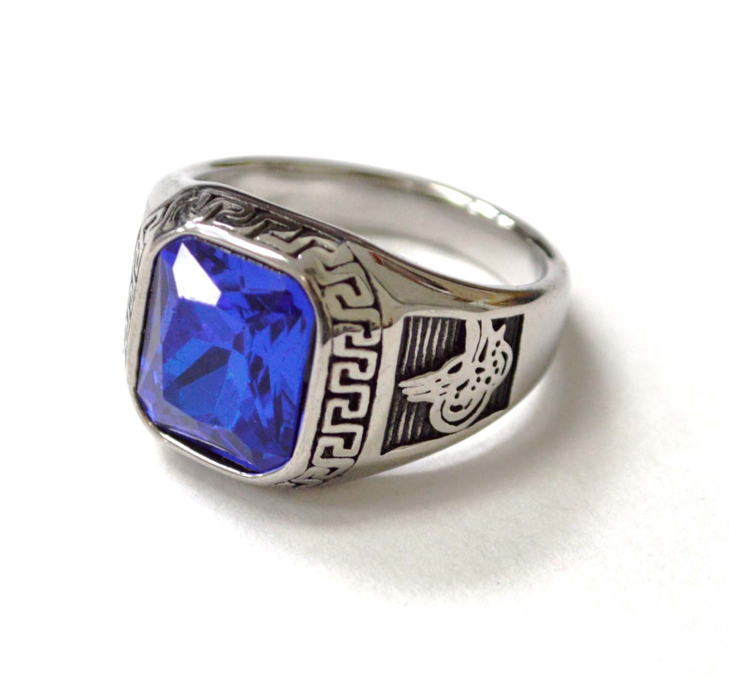 Blue Stone Stainless Steel Ring 81-1468S-Blue