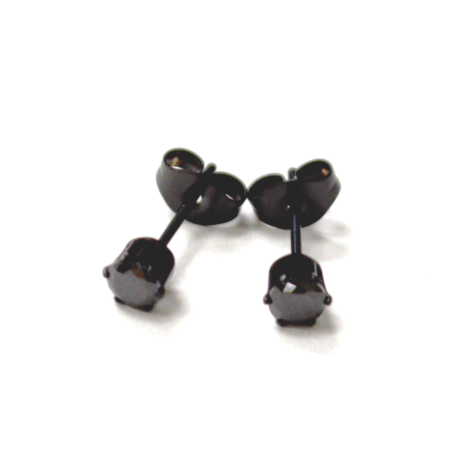 4mm Round Black CZ Stud Earring 83-103B-4(10/pkg)