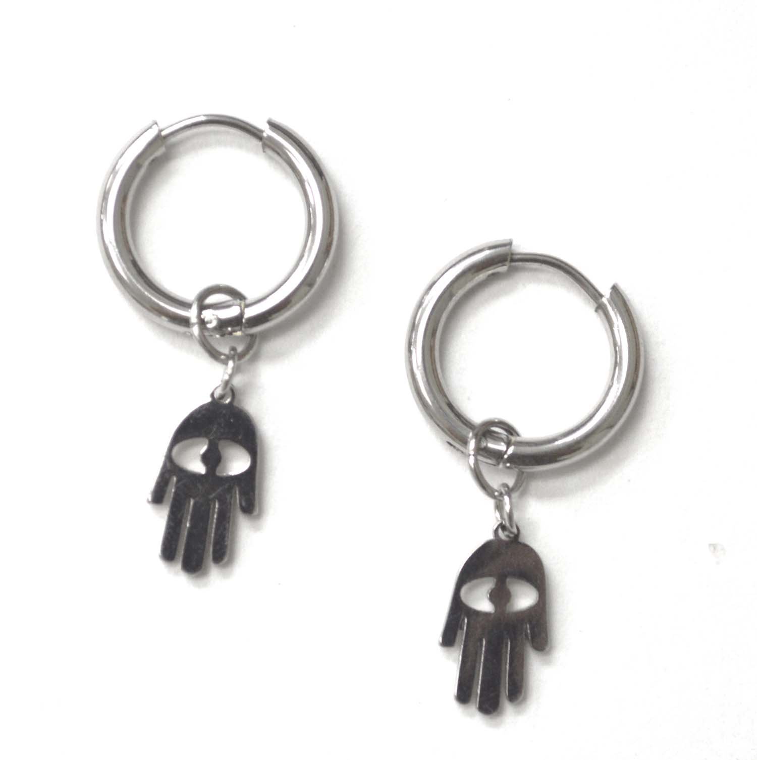 Hoops Earring with Hamza Stainless Steel 83-851S