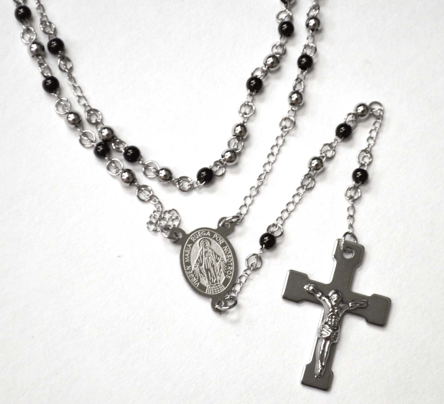4mm 2 Tone Black Plated Rosary 87-28-2TB