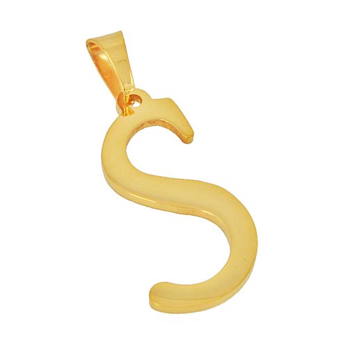 S Initial Gold IP Plated Pendant