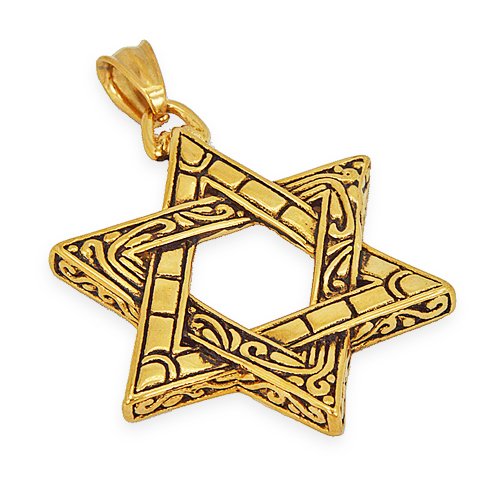 Star of David Gold IP Plated Pendant 86-1677G