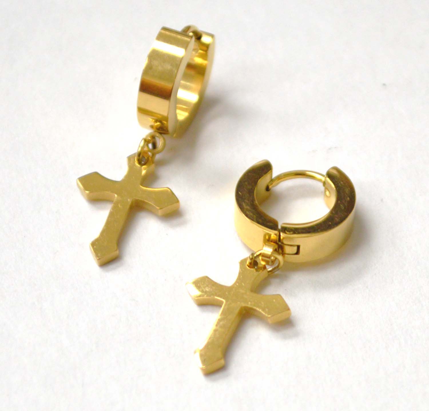 Dangling Cross Huggies Gold Plated 83-626G-5