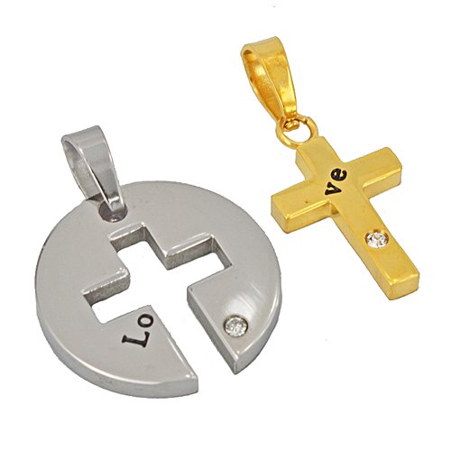 Cross Gold IP Plate Stainless Steel Pendant 86-1217G
