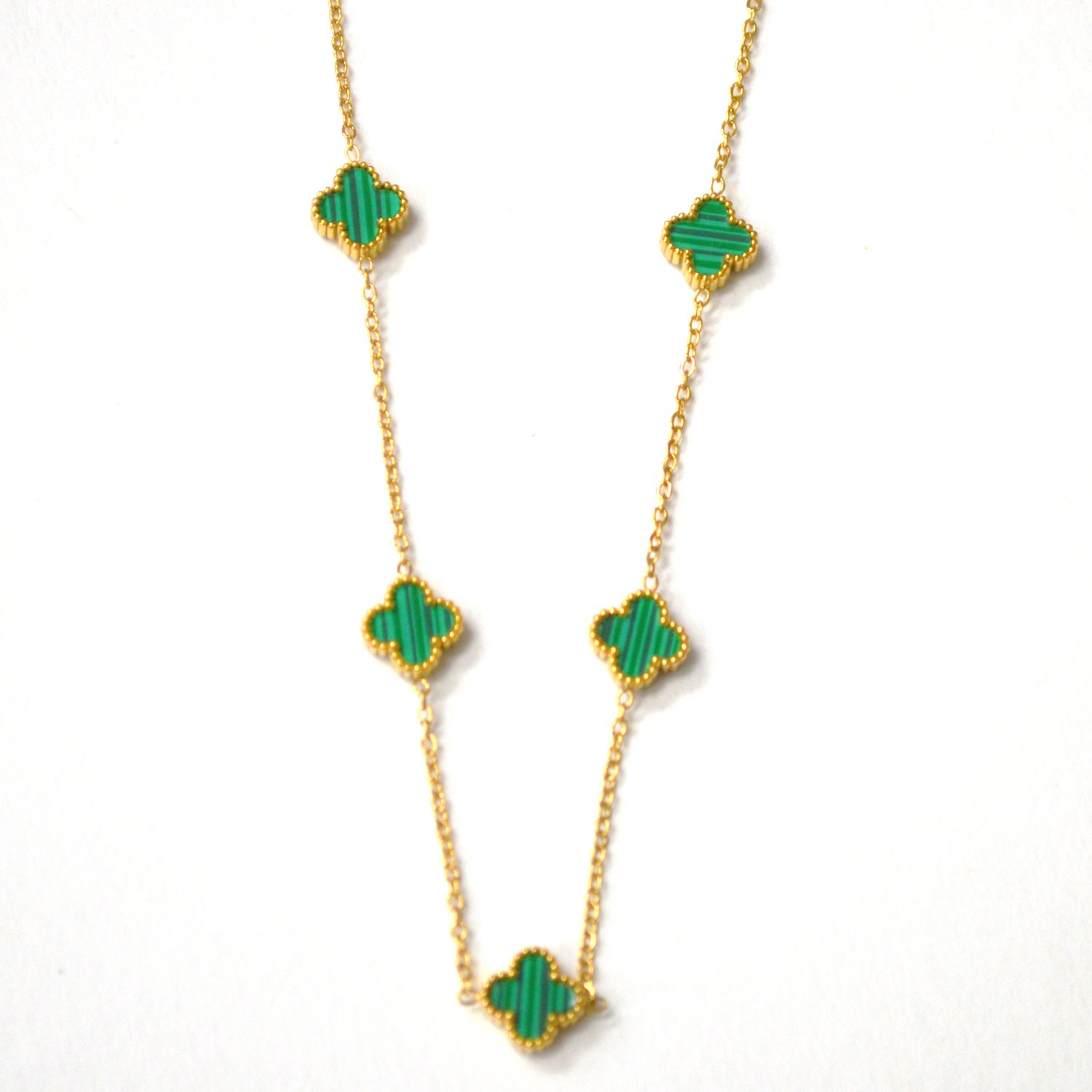 Designer's Inspired Gold IP Plated Necklace 85-304GGreen