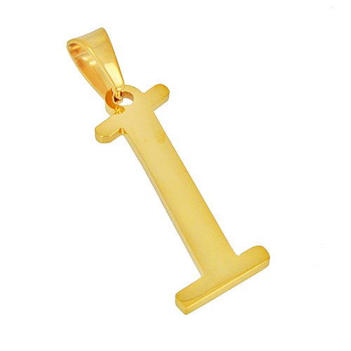 I Initial Gold IP Plated Pendant