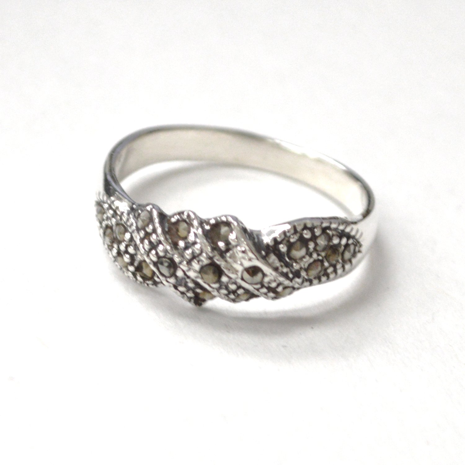 Marcasite Stone Sterling Silver Ring 51-3131
