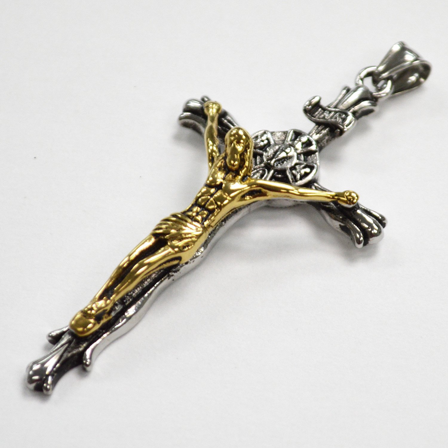 Crucifix Cross 2 Tone Gold Pendant 86-2019-2T