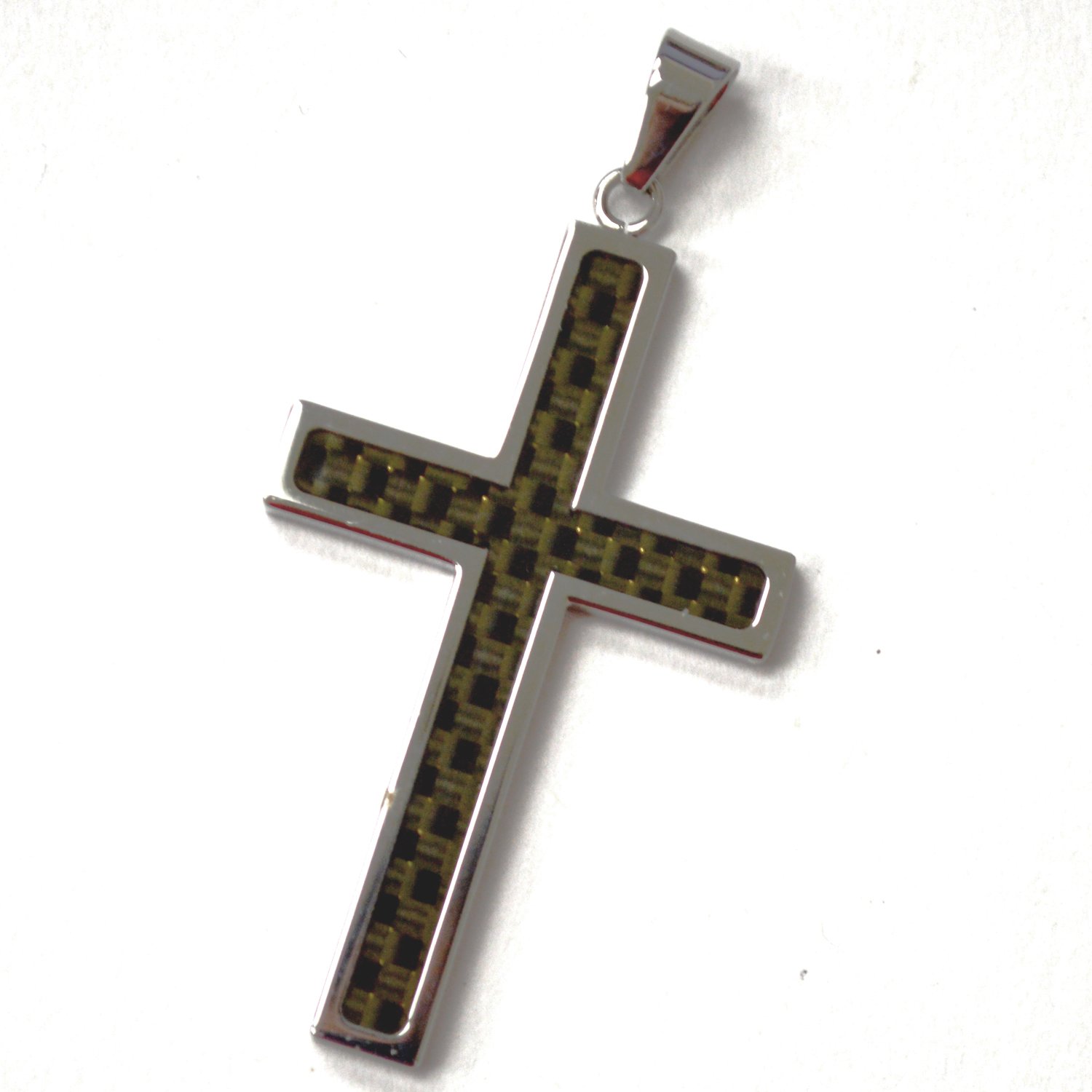 Cross Carbon Fiber Stainless Steel Pendant 86-3120