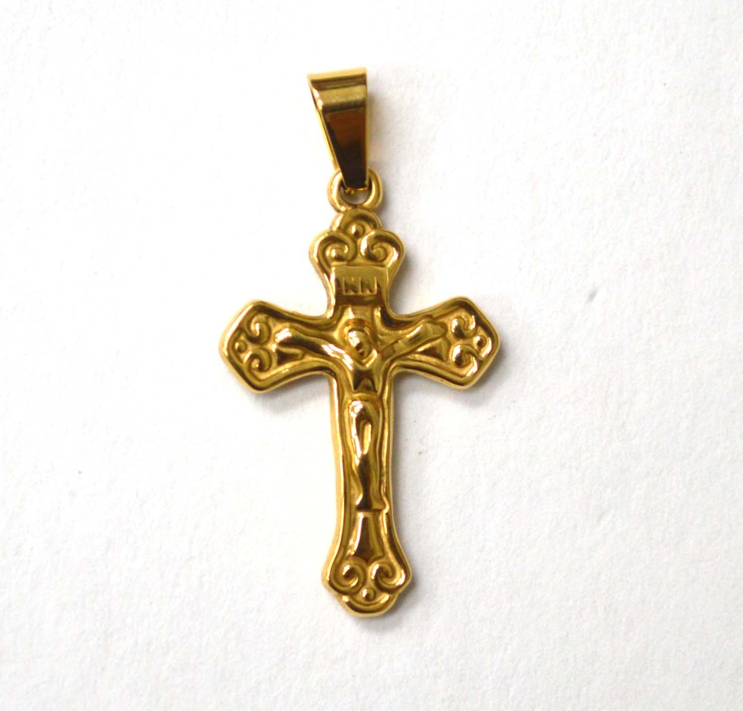 Crucifix Cross Gold IP Plated Pendant 86-2517G