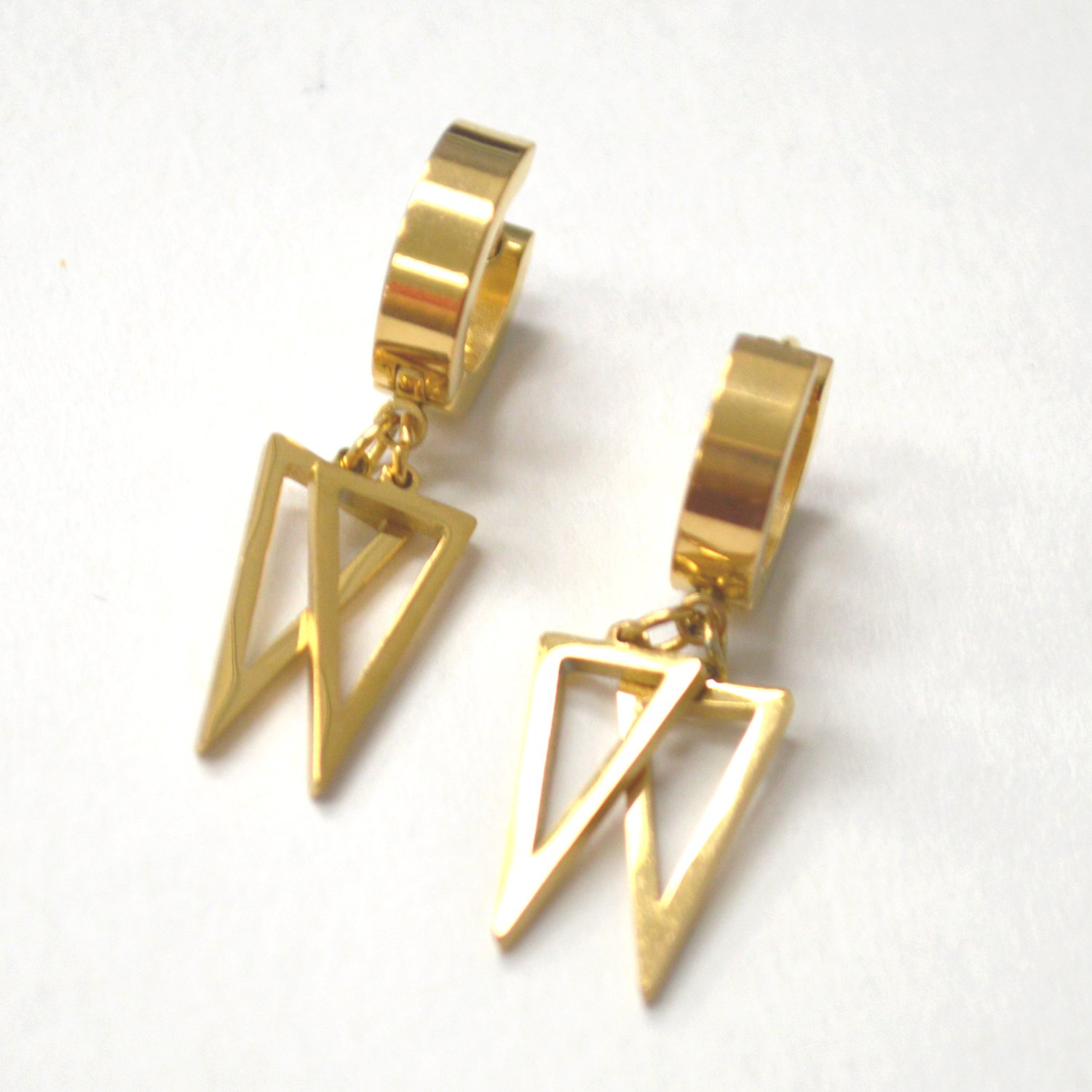Dangling Gold Plated Huggies Earring 83-885G-1