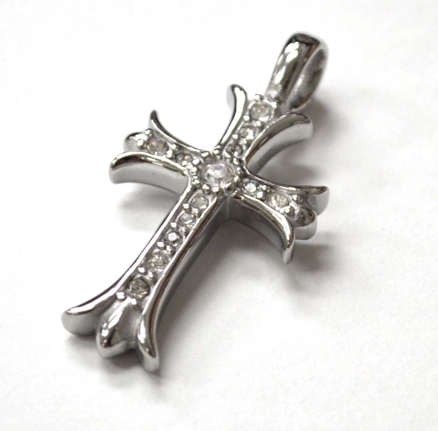 Cross with Stones Stainless Steel Pendant 86-2334S