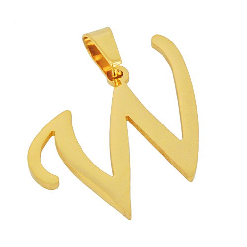 W Initial Gold IP Plated Pendant