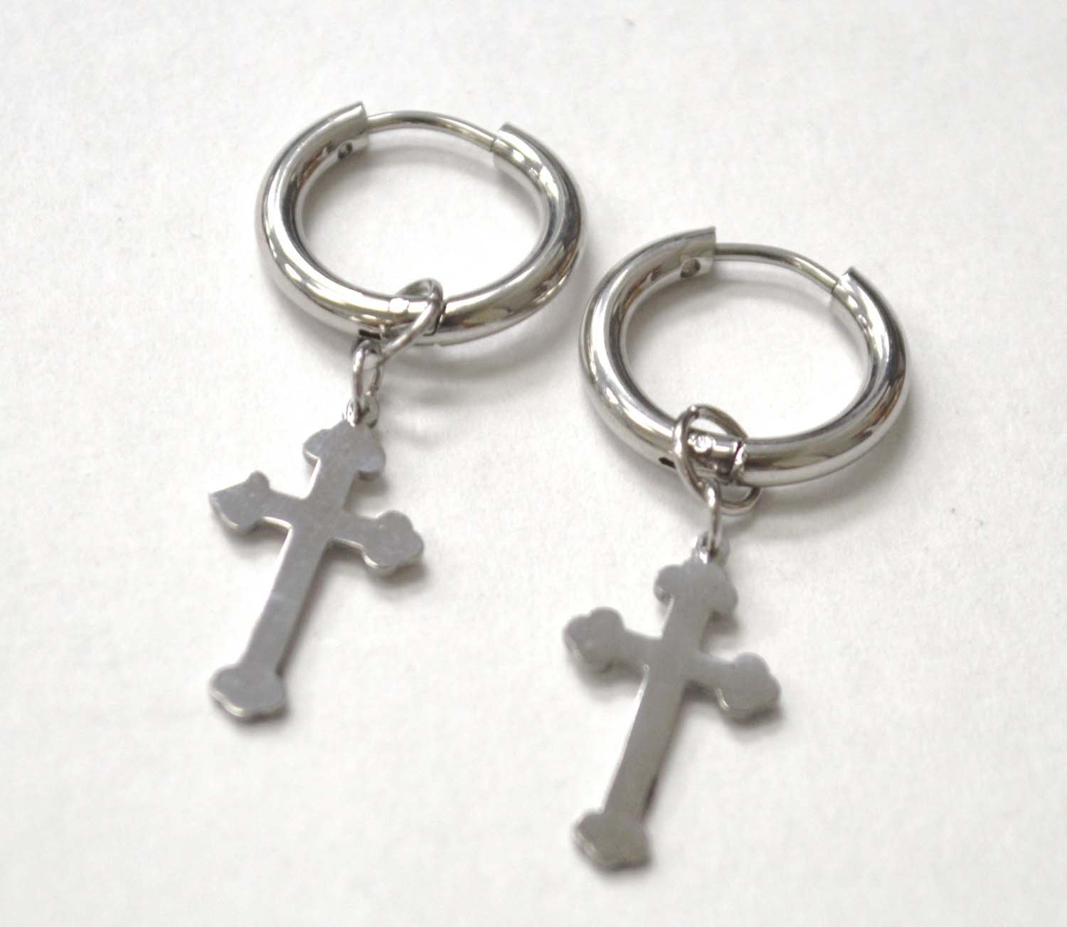 Hoops Earring with Cross Stainless Steel 83-841