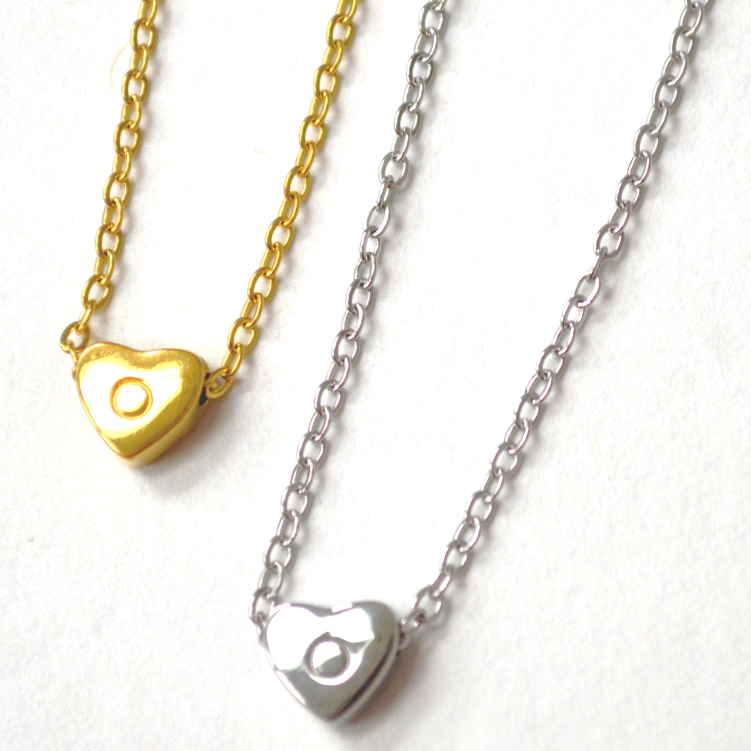 O Heart Initial Stainless Steel Necklace 85-1028-O