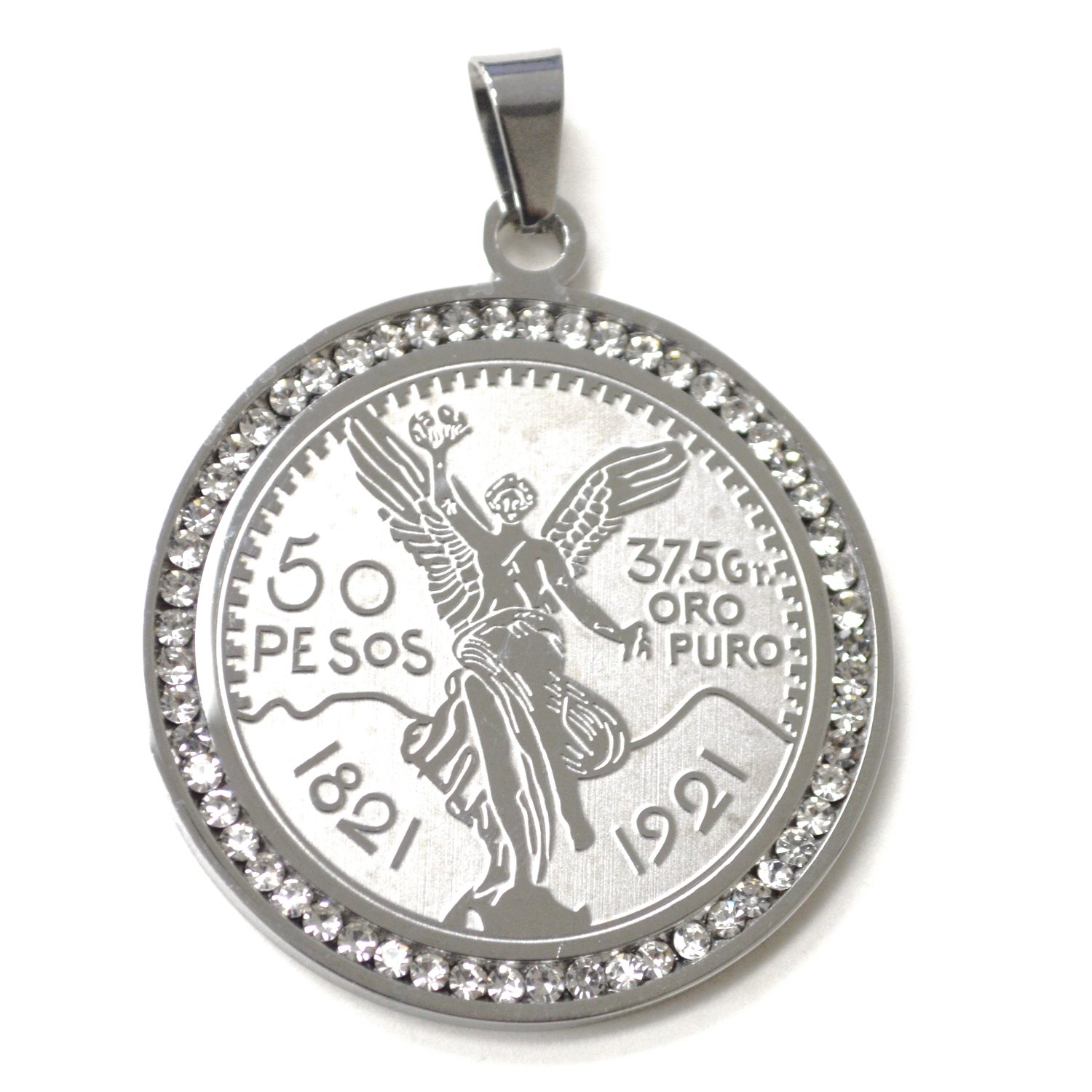 Mexican Coin Stainless Steel Pendant (40mm) 86-3019S