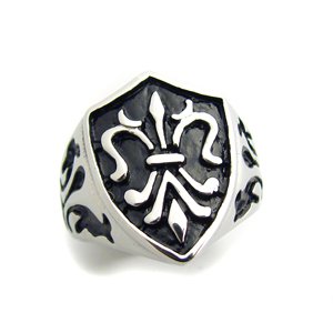 Fleur de Lis Armor Shield Ring(17x23mm) 81-506S