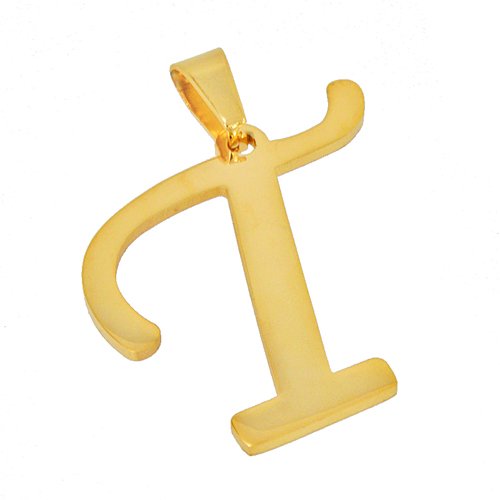 T Initial Gold IP Plated Pendant