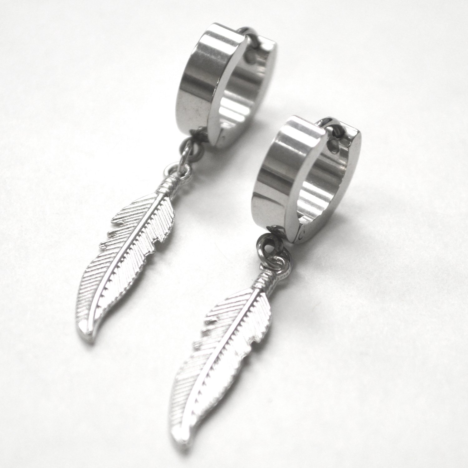 Feather Stainless Steel Huggies 83-766S