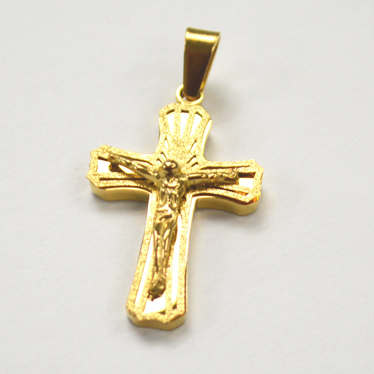 Crucifix Cross Gold IP Plated Pendant 86-2255G