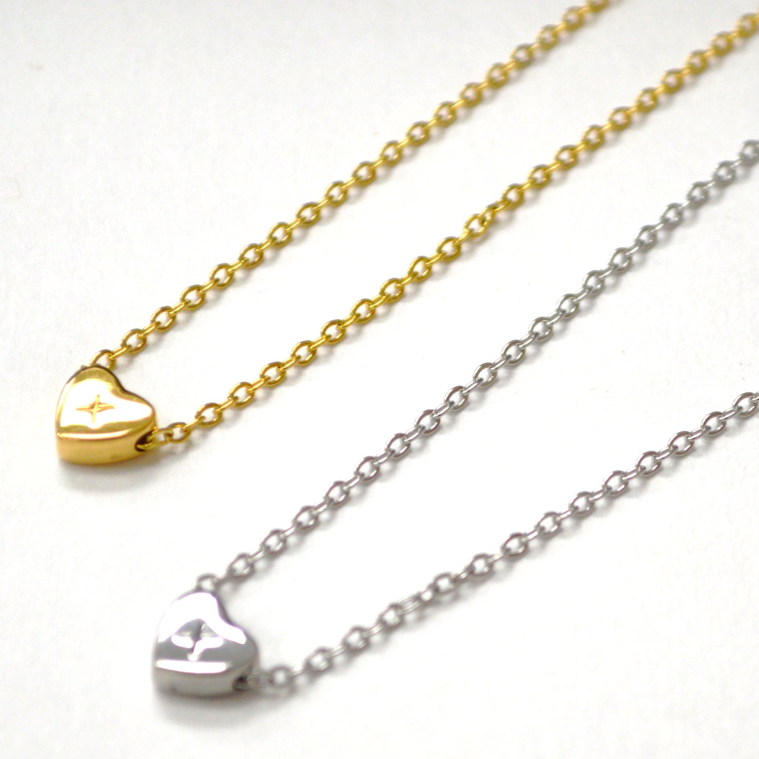 X Heart Initial Stainless Steel Necklace 85-1028-X