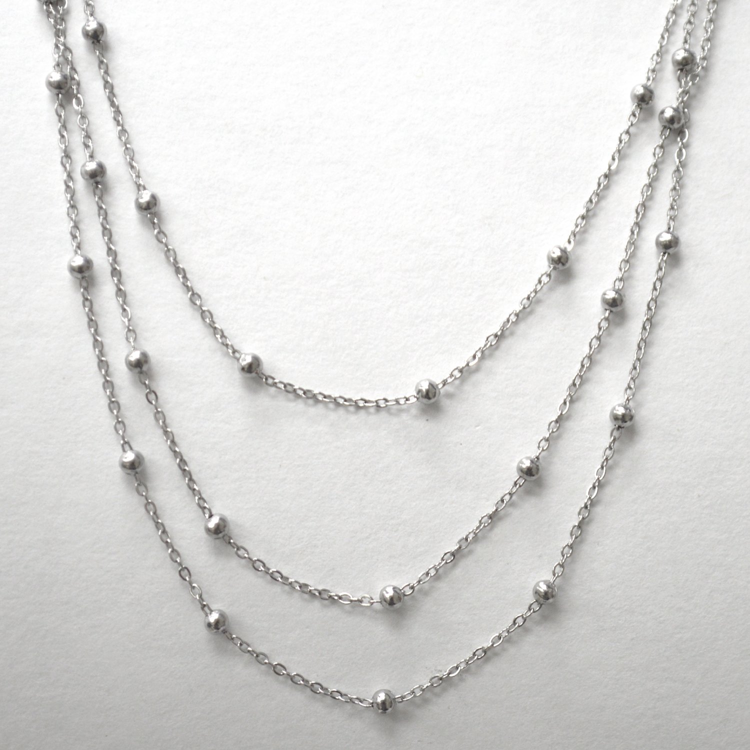 Beaded 3 Layer Stainless Steel Necklace 85-311S