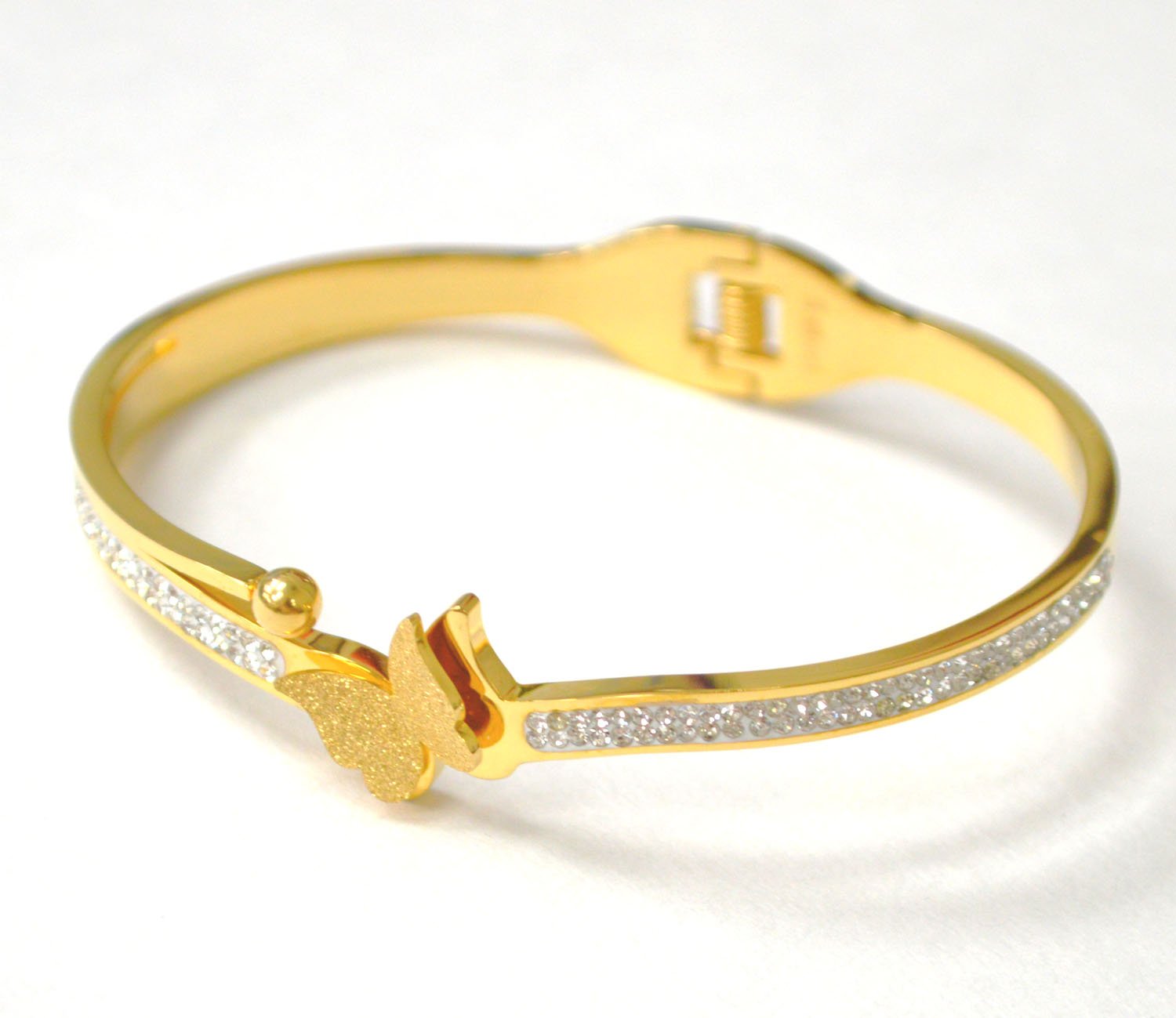 Butterfly Gold IP Plated Steel Bangle 84-1852G