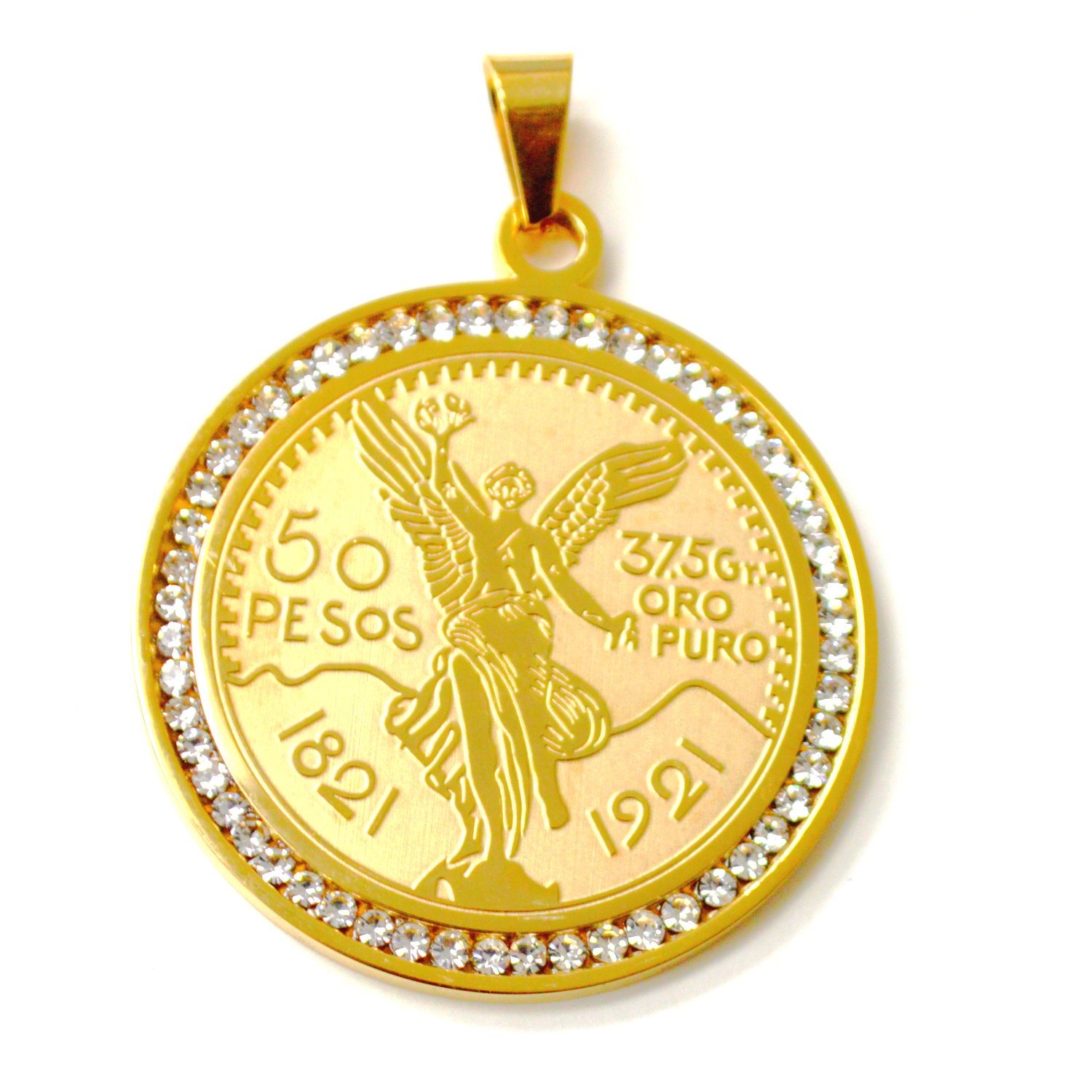 Mexican Coin Gold Plated Pendant (40mm) 86-3019G