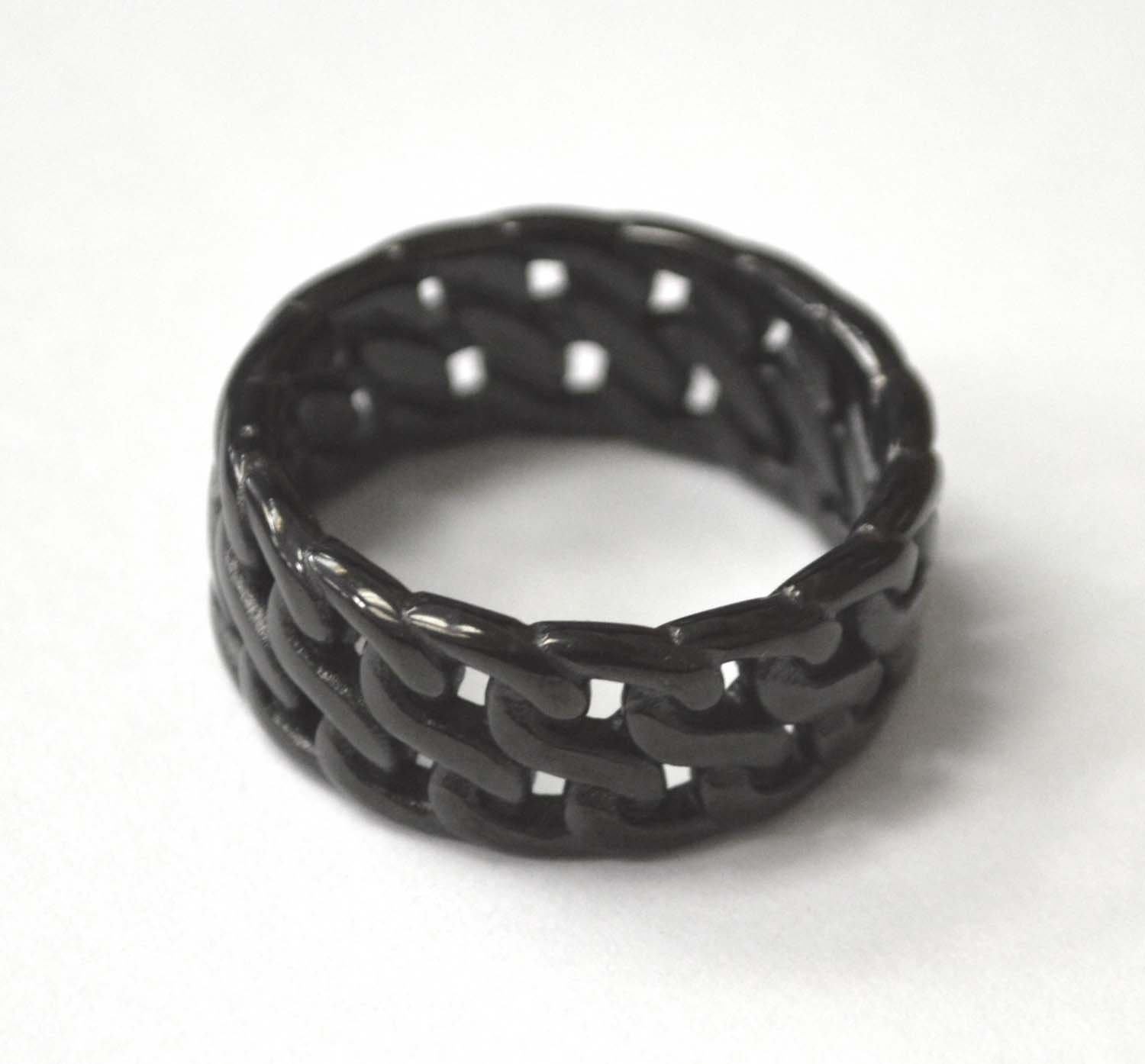 Double Curb Link Black Plated Ring 81-1509B