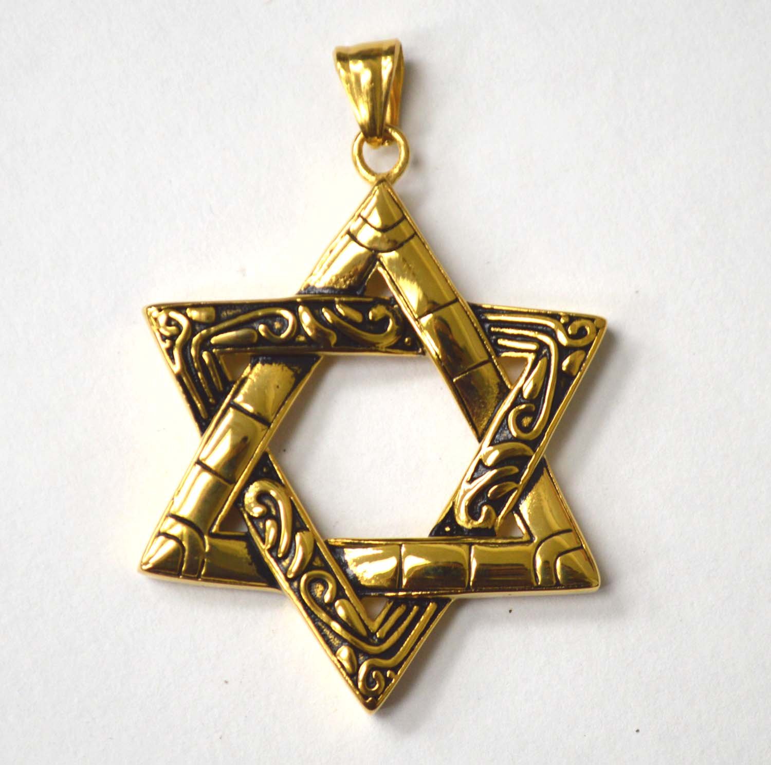 Star of David Gold IP Plated Pendant 86-1677G-L