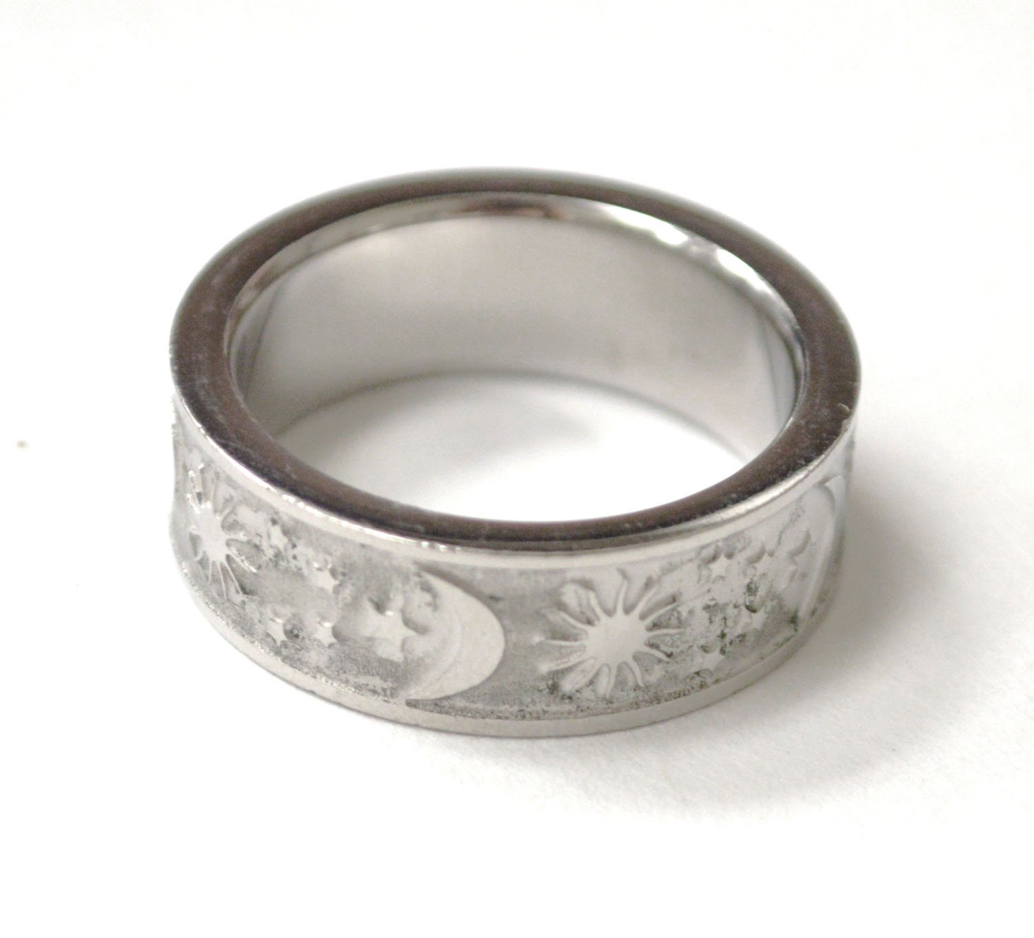 Moon Sun and Stars Stainless Steel Ring 81-1629S